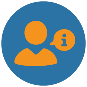 Color icon of a person with a speech bubble.